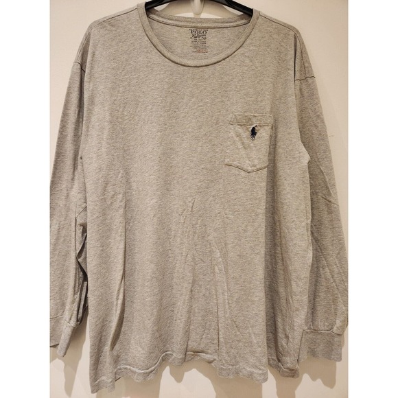 Ralph Lauren Polo T-Shirt Adult 2XL XXL Gray Long Sleeve Crew Neck Mens - Picture 1 of 4